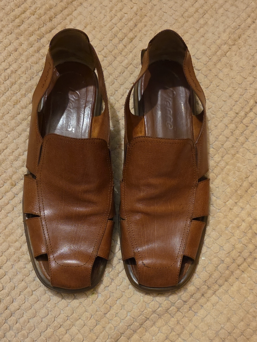 Vintage Pierre Cardin Men's Brown Leather Fisherman Sandals - Classic Casual 44